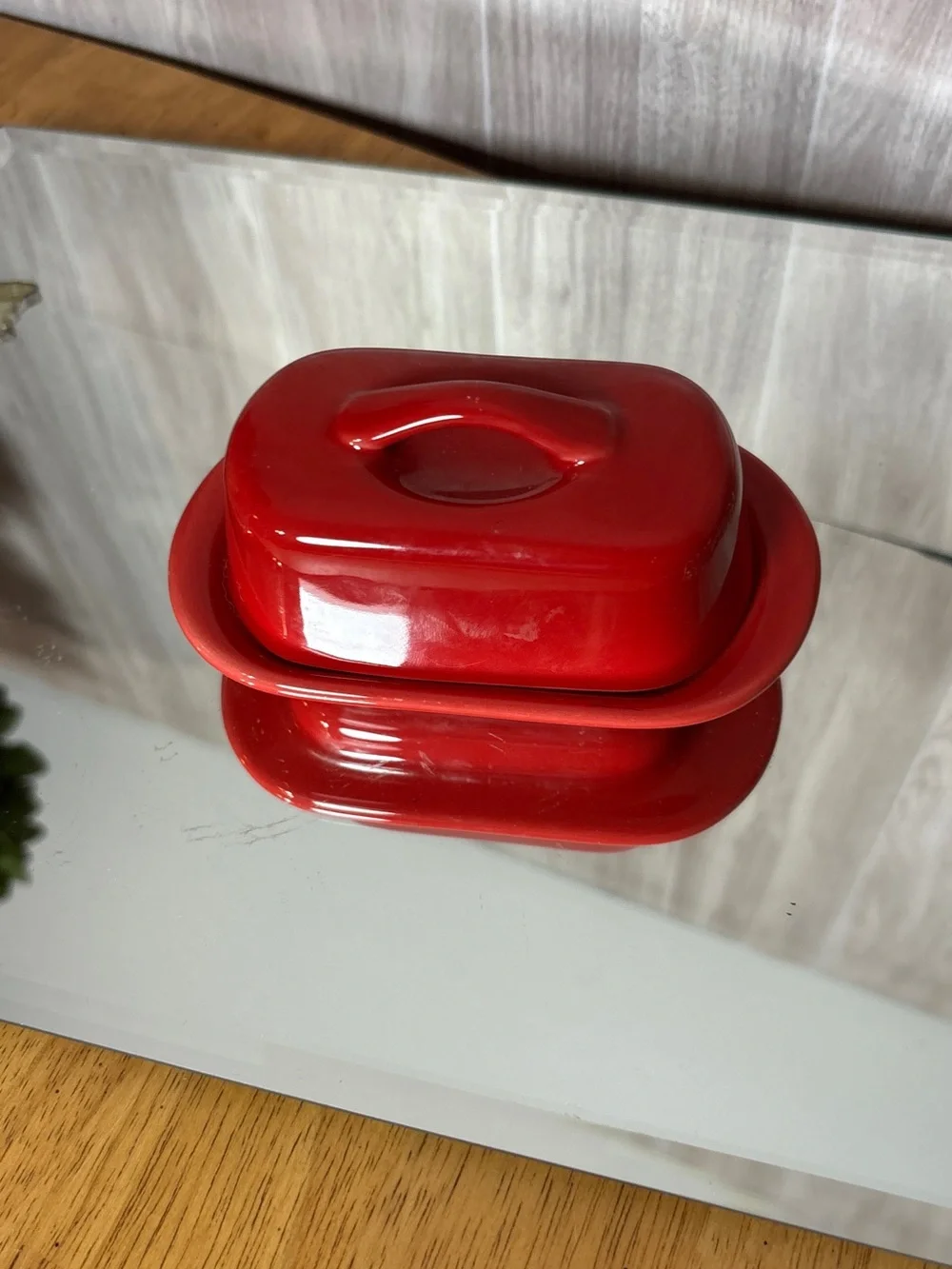 Chantal Red Ceramic Mini Butter Dish with Lid